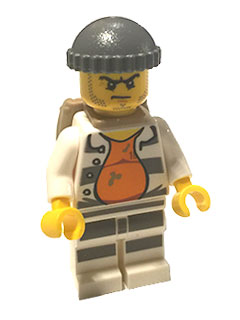 Preowned LEGO® Minifigure – Town cty0618 Police Jail Prisoner 18675 Open Shirt Striped Legs