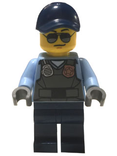 Preowned LEGO® Minifigure – Town cty0619 Police City Officer Sunglasses Gray Vest w/Radio a