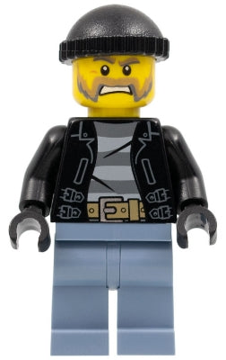 Preowned LEGO® Minifigure – Town cty0621 Police City Bandit Male w/Brown and Gray Beard Bla