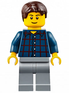 Preowned LEGO® Minifigure – Town cty0625 Plaid Button Shirt Light Bluish Gray Legs Dark Bro