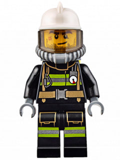 Preowned LEGO® Minifigure – Town cty0628 Fire Reflective Stripes w/Utility Belt White Fire