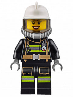 Preowned LEGO® Minifigure – Town cty0629 Fire Reflective Stripes w/Utility Belt White Fire