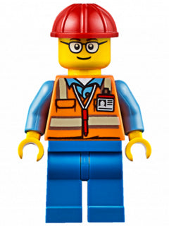 Preowned LEGO® Minifigure – Town cty0630 Orange Safety Vest w/Reflective Stripes Blue Legs