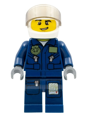 Preowned LEGO® Minifigure – Town cty0632 Police City Helicopter Pilot Dark Blue Jumpsuit