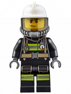 Preowned LEGO® Minifigure – Town cty0637 Fire Reflective Stripes w/Utility Belt White Fire