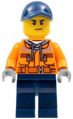 Preowned LEGO® Minifigure – Town cty0641 Construction Worker Male Orange Safety Jacket Refl