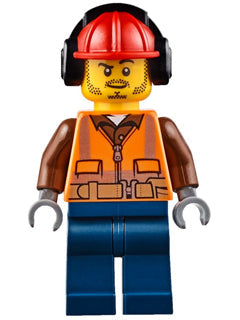Preowned LEGO® Minifigure – Town cty0653 Fire Male Orange Safety Vest Reflective Stripes Re