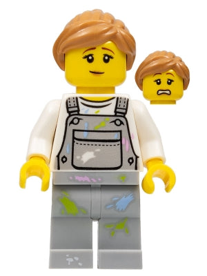 Preowned LEGO® Minifigure – Town cty0661 Fence Painter Female Light Bluish Gray Overalls w/