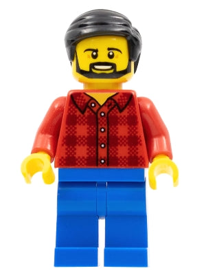 Preowned LEGO® Minifigure – Town cty0664 Male Red Plaid Flannel Shirt Blue Legs Black Hair