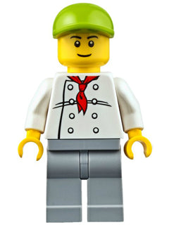 Preowned LEGO® Minifigure – Town cty0671 Chef White Torso w/8 Buttons Light Bluish Gray Leg