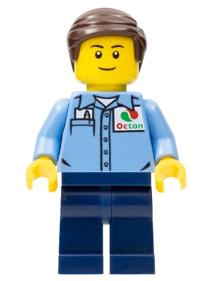 Preowned LEGO® Minifigure – Town cty0672 Medium Blue Uniform Shirt w/Pocket and Octan Logo