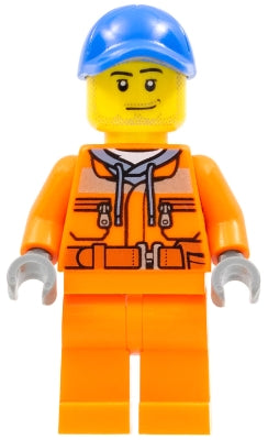 Preowned LEGO® Minifigure – Town cty0674 Tow Truck Driver Male Orange Safety Jacket Reflect