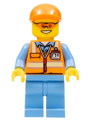Preowned LEGO® Minifigure – Town cty0677 Orange Safety Vest w/Reflective Stripes Medium Blu