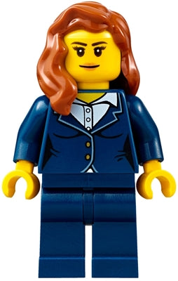 Preowned LEGO® Minifigure – Town cty0691 Businesswoman Dark Blue Pants Suit Peach Lips Dark