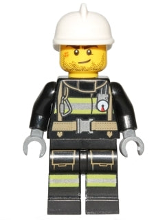 Preowned LEGO® Minifigure – Town cty0696 Fire Reflective Stripes w/Utility Belt White Fire