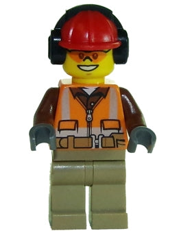 Preowned LEGO® Minifigure – Town cty0699 Construction Worker Male Orange Safety Vest Reflec