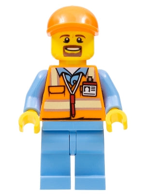 Preowned LEGO® Minifigure – Town cty0704 Orange Safety Vest w/Reflective Stripes Medium Blu