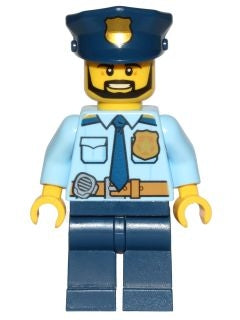 Preowned LEGO® Minifigure – Town cty0708 Police City Shirt w/Dark Blue Tie and Gold Badge D