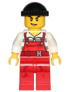 Preowned LEGO® Minifigure – Town cty0709 Police City Bandit Male w/Red Overalls Black Knit
