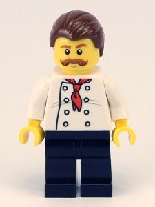 Preowned LEGO® Minifigure – Town cty0711 Pizza Van Chef Black Legs Reddish Brown Moustache