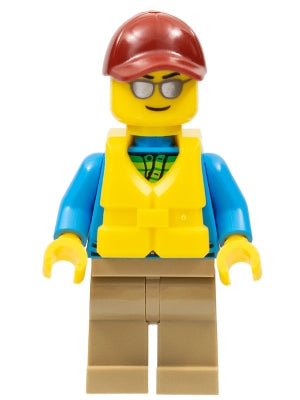 Preowned LEGO® Minifigure – Town cty0714 Angler Male Dark Tan Legs Dark Red Cap Silver Sung