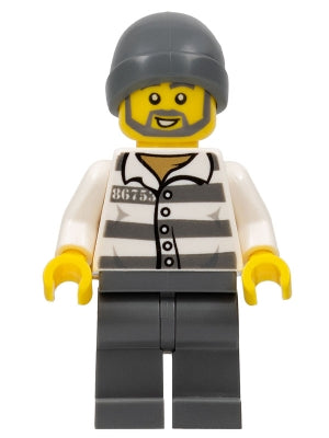 Preowned LEGO® Minifigure – Town cty0715 Police Jail Prisoner 86753 Prison Stripes Dark Blu