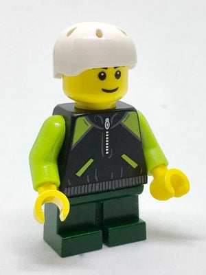 Preowned LEGO® Minifigure – Town cty0720 Skateboarder Lime and Black Jacket