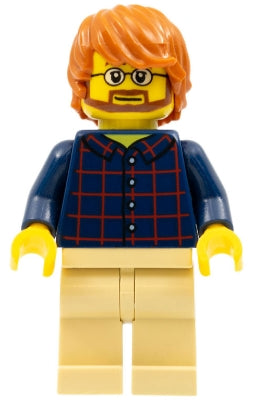 Preowned LEGO® Minifigure – Town cty0726 Plaid Button Shirt Front and Back Tan Legs Dark Or