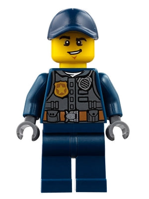 Preowned LEGO® Minifigure – Town cty0734 Police City Officer w/Dark Bluish Gray Vest w/Badg