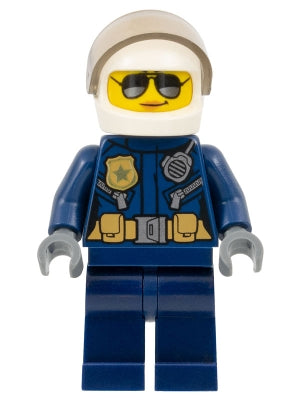 Preowned LEGO® Minifigure – Town cty0739 Police City Helicopter Pilot Female Silver Sunglas