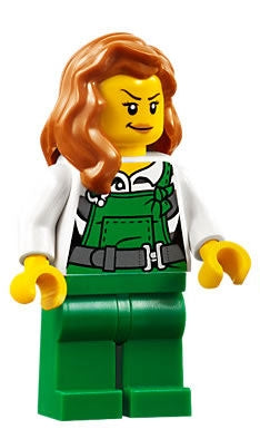 Preowned LEGO® Minifigure – Town cty0745 Police City Bandit Female w/Green Overalls Dark Or
