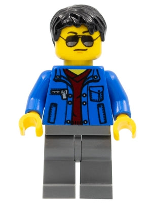 Preowned LEGO® Minifigure – Town cty0747 Blue Jacket over Dark Red V-Neck Sweater Dark Blui