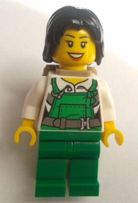 Preowned LEGO® Minifigure – Town cty0755 Police City Bandit Female w/Green Overalls Black M