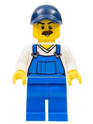 Preowned LEGO® Minifigure – Town cty0765 Beach Janitor Blue Overalls and Dark Blue Cap