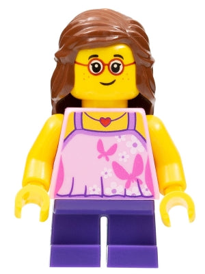 Preowned LEGO® Minifigure – Town cty0767 Child Girl Bright Pink Top Dark Purple Legs Reddis