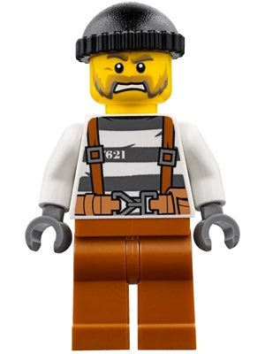 Preowned LEGO® Minifigure – Town cty0773 Police Jail Prisoner Overalls 621 Prison Stripes D
