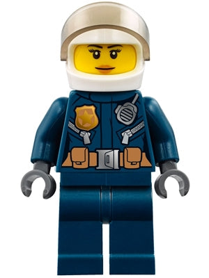 Preowned LEGO® Minifigure – Town cty0774 Police City Helicopter Pilot Female Leather Jacket