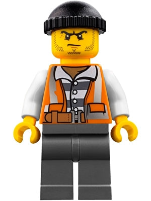 Preowned LEGO® Minifigure – Town cty0779 Police City Bandit Crook Orange Vest Dark Bluish G