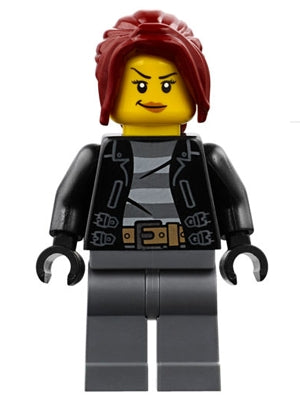 Preowned LEGO® Minifigure – Town cty0781 Police City Bandit Crook Female Dark Red Hair