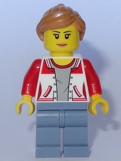 Preowned LEGO® Minifigure – Town cty0783 City Bus Passenger Female Jacket Open w/Number 8 o
