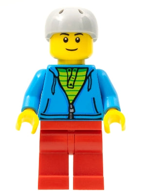 Preowned LEGO® Minifigure – Town cty0785 City Bus Passenger Dark Azure Hoodie w/Green Strip