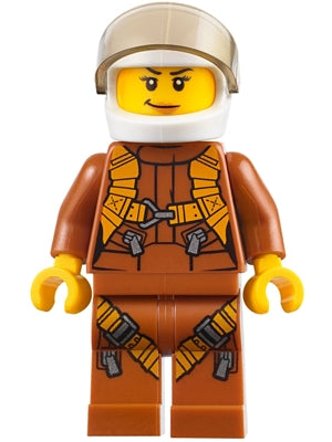 Preowned LEGO® Minifigure – Town cty0794 City Jungle Helicopter Pilot Female Dark Orange Ju