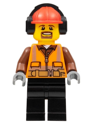 Preowned LEGO® Minifigure – Town cty0799 Cargo Center Worker Male Orange Safety Vest Reflec