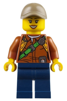 Preowned LEGO® Minifigure – Town cty0804 City Jungle Explorer Female Dark Orange Shirt w/Gr
