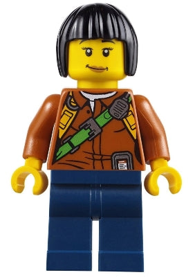 Preowned LEGO® Minifigure – Town cty0806 City Jungle Explorer Female Dark Orange Shirt w/Gr