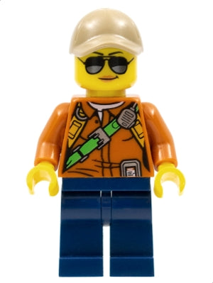 Preowned LEGO® Minifigure – Town cty0808 City Jungle Explorer Female Dark Orange Shirt w/Gr