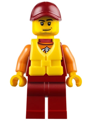 Preowned LEGO® Minifigure – Town cty0810 Coast Guard City Lifeguard Dark Red Cap w/Smirk an