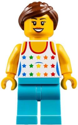 Preowned LEGO® Minifigure – Town cty0819 Shirt w/Female Rainbow Stars Pattern Medium Azure
