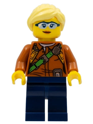 Preowned LEGO® Minifigure – Town cty0822 City Jungle Explorer Female Dark Orange Shirt w/Gr