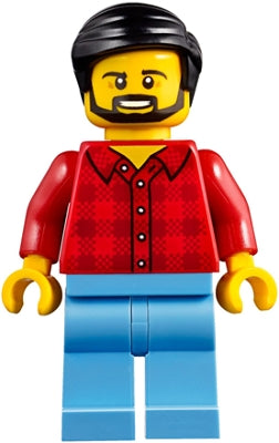 Preowned LEGO® Minifigure – Town cty0843 Camper Male Red Plaid Flannel Shirt Medium Blue Le